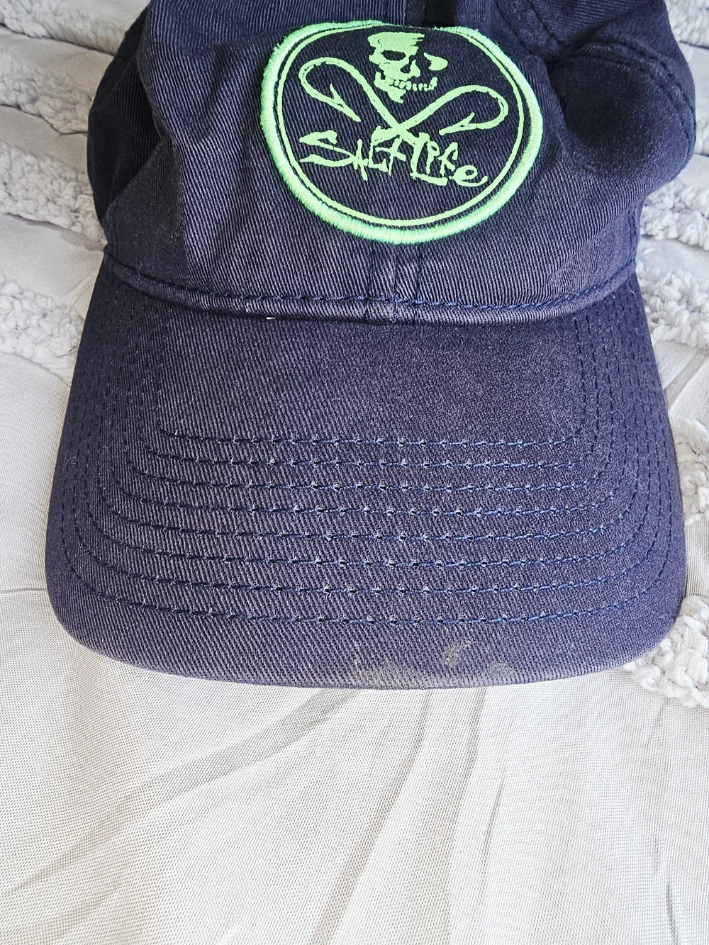 Salt Life Navy Ball Cap with Lime Green Accent
